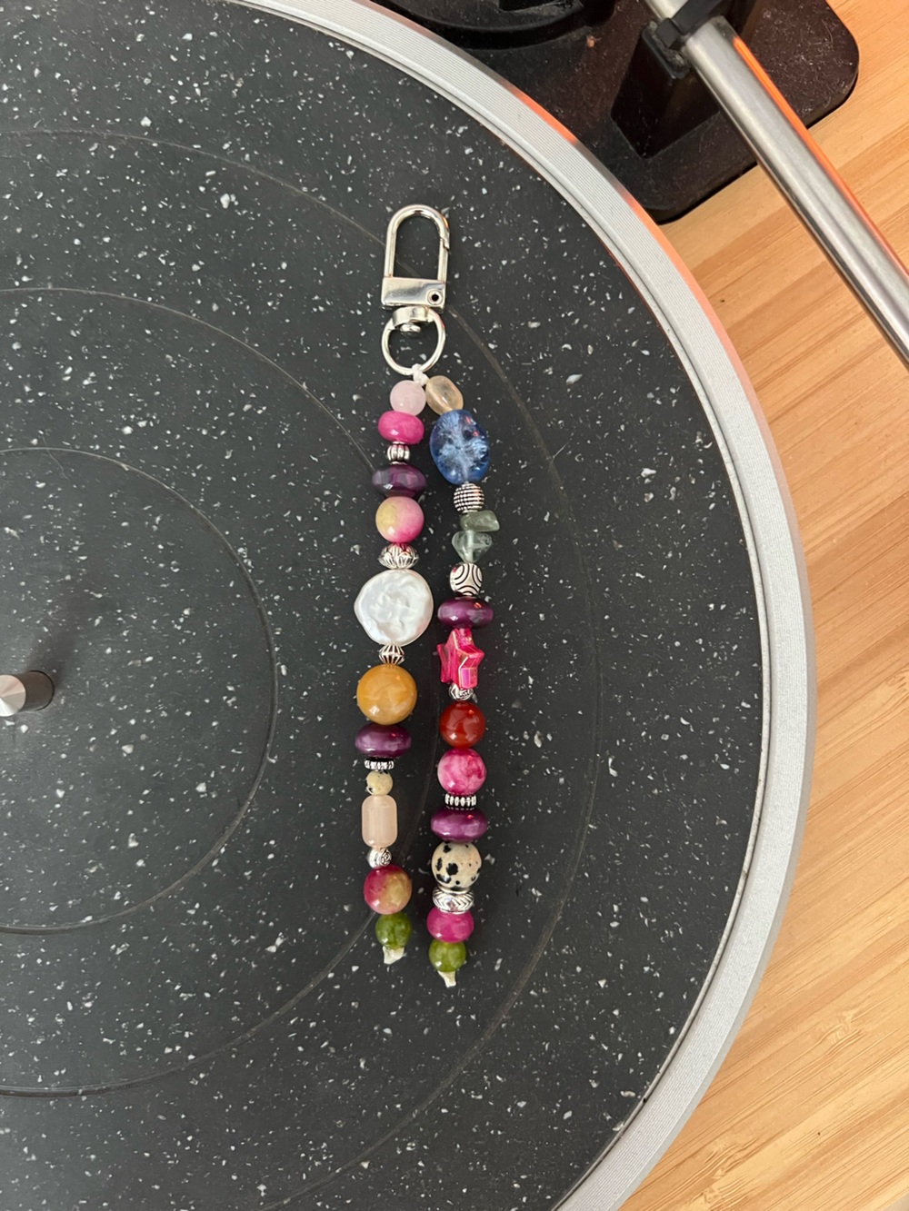 Handmade Multicolor Beaded Bracelet - Pink Accent